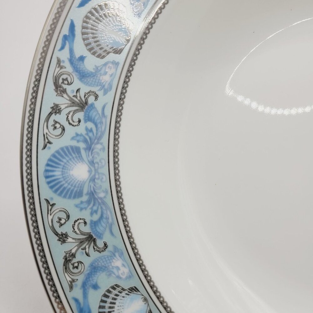 Wedgwood Dolphins Blue Rim Soup Bowl New with Tags Replacement Nautical Silver - Picture 5 of 9